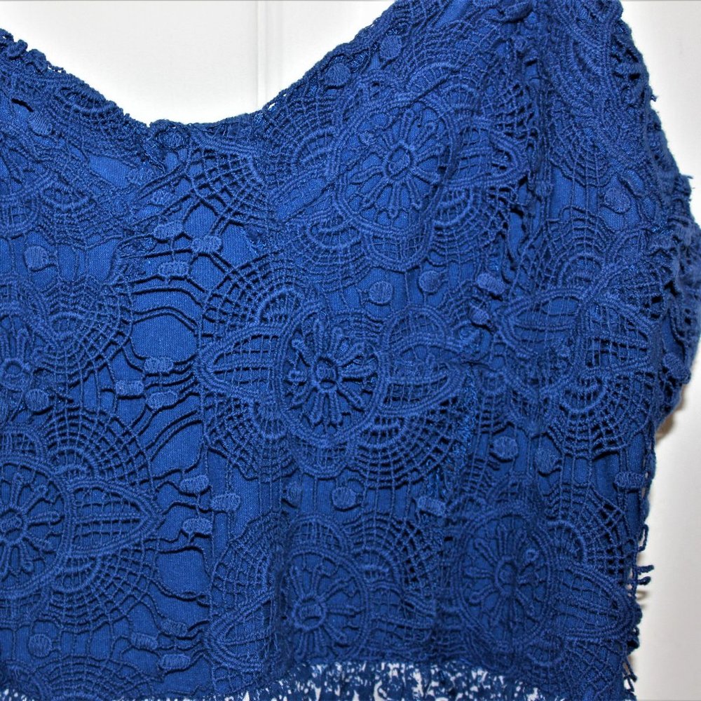Lace Floral Blue Dress